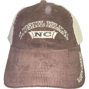 Topsail Island NC North‎ Carolina Brown Corduroy Hat Cap Trucker SnapBack